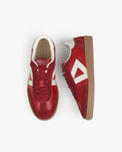 Hera Low Top Trainers - Scarlet Red Leather & Suede