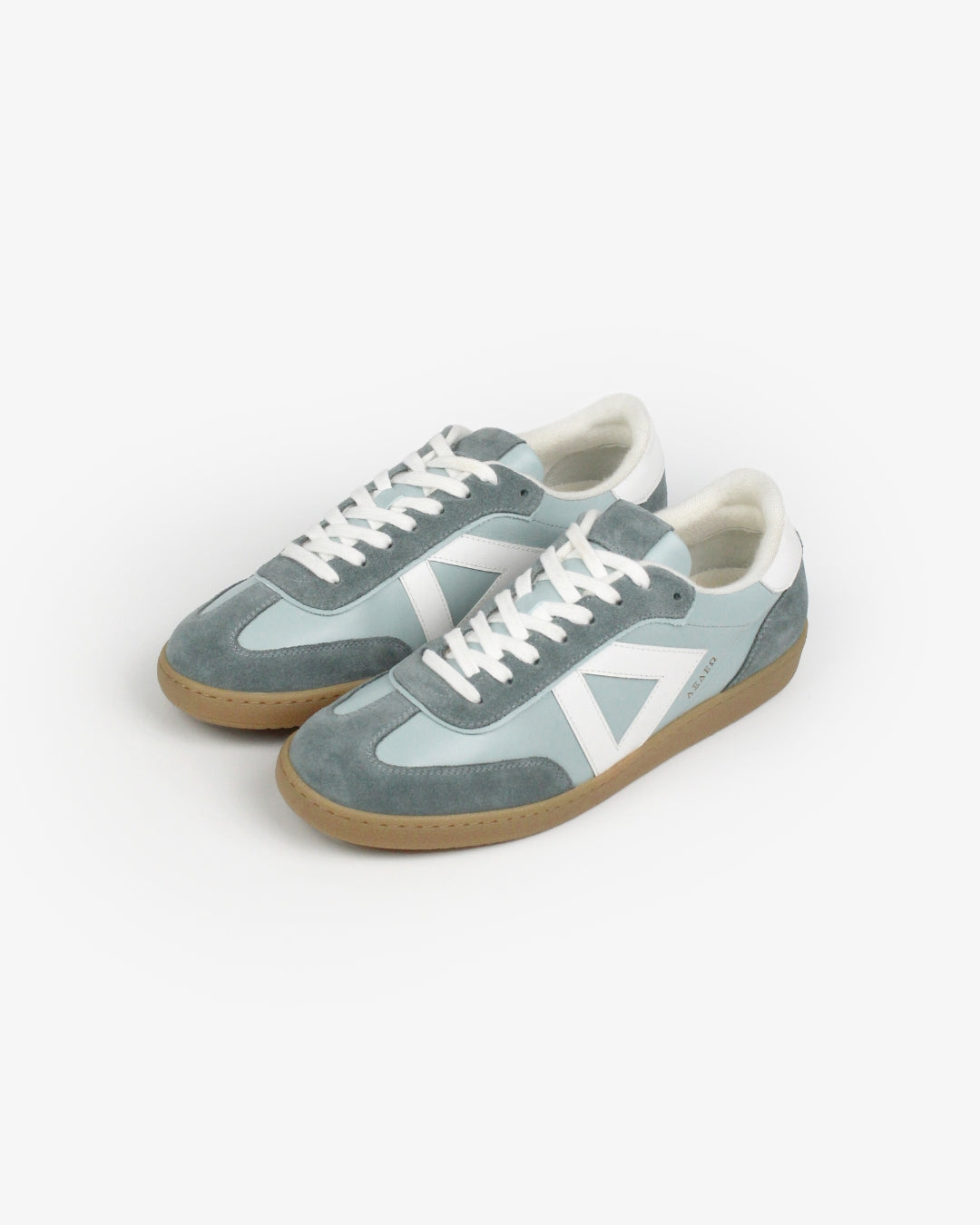 Hera Low Top Trainers - Soft Teal Leather & Denim Blue Suede