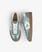 Hera Low Top Trainers - Soft Teal Leather & Denim Blue Suede