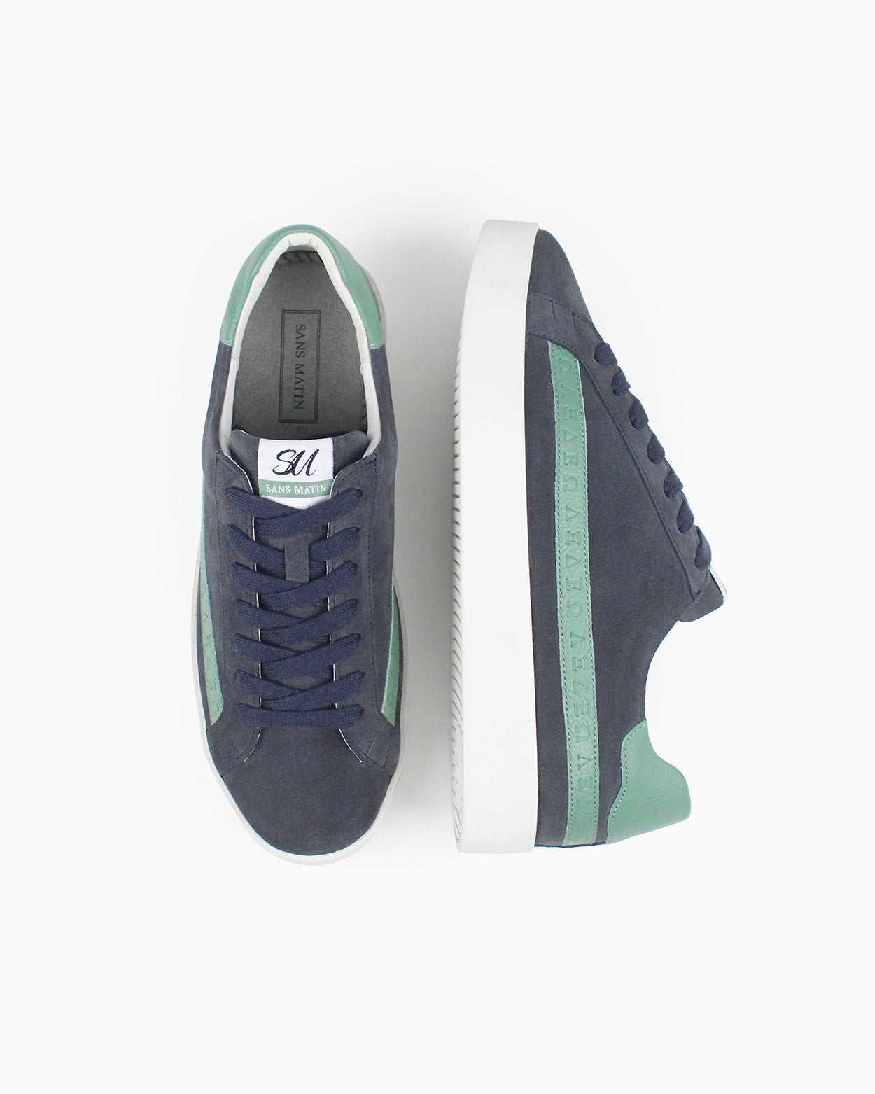 Olympus - Indigo-Denim Blue Suede & Sea Green Leather