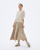 Hera Low Top Trainers - Taupe Leather, Olive Green Suede & Stone Leather
