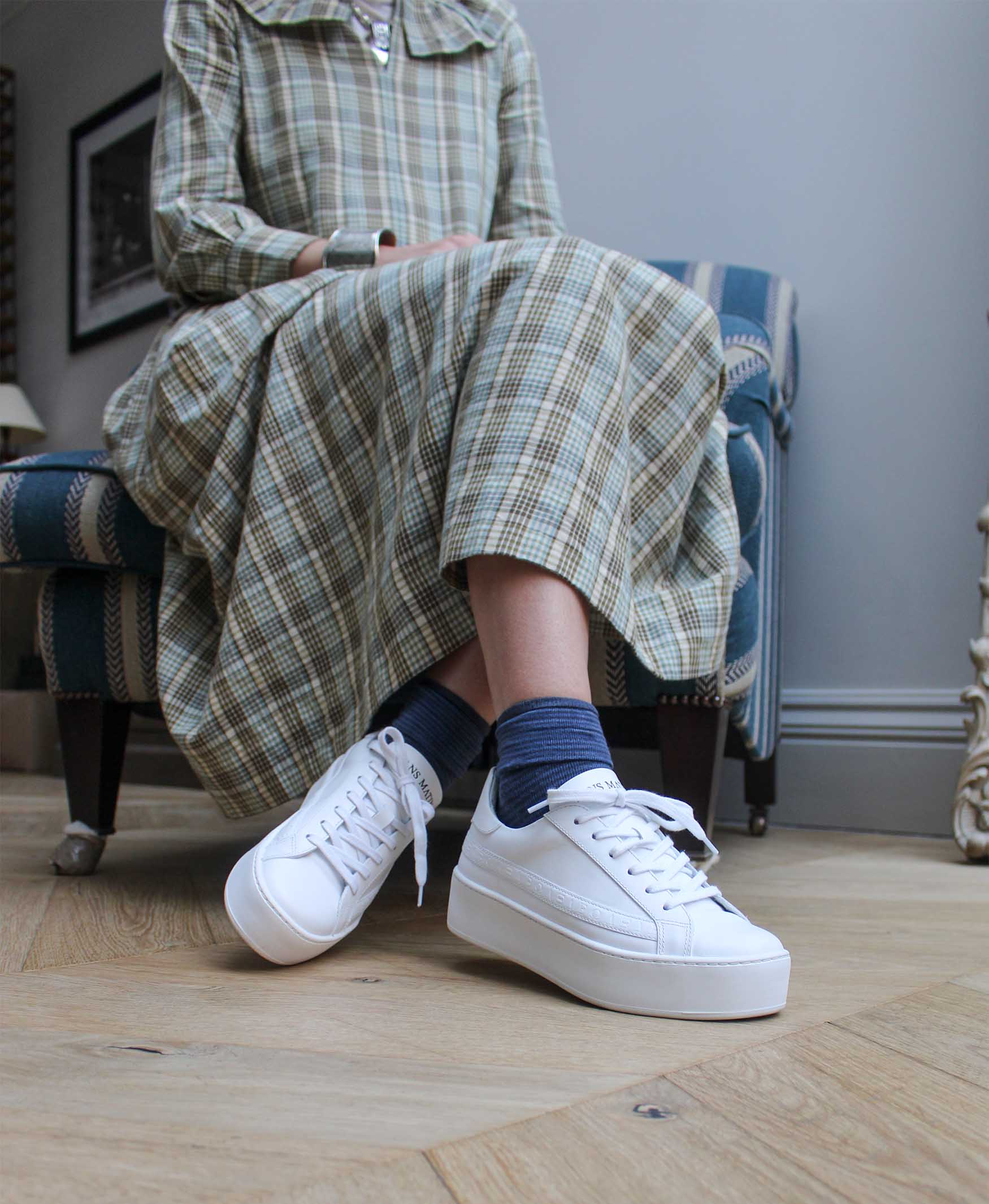 Gaia Platform Trainers - White Leather