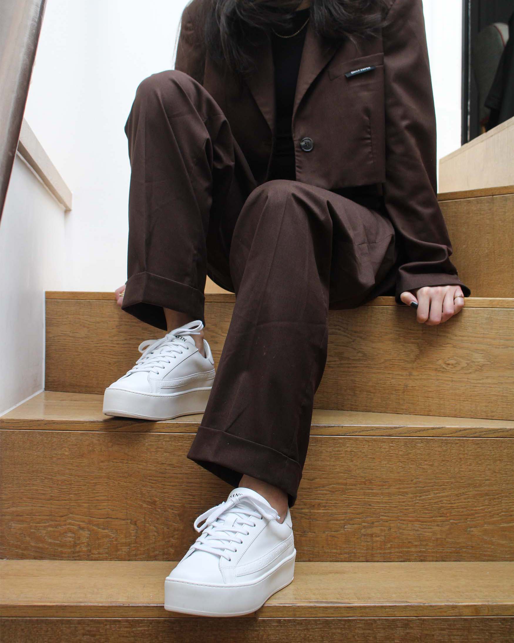 Gaia Platform Trainers - White Leather