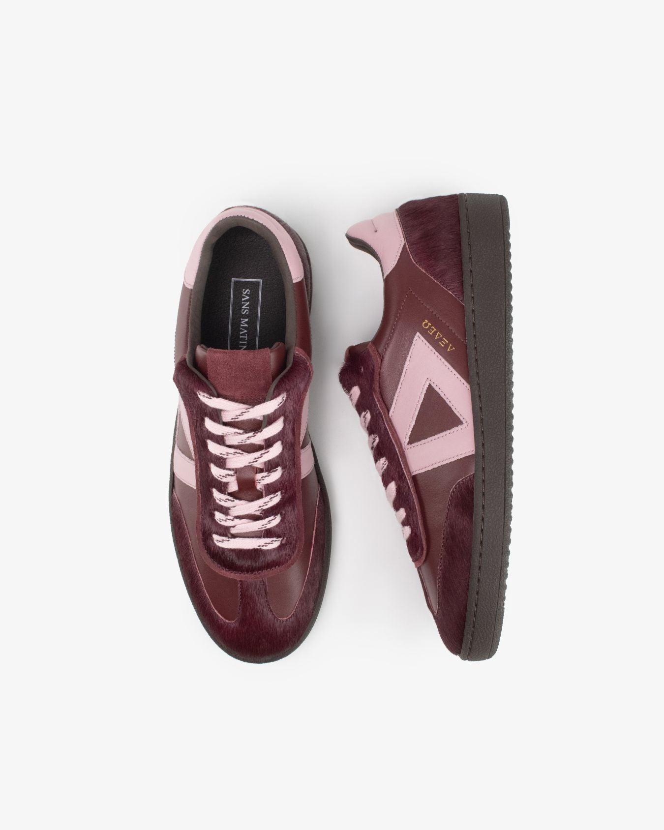 Hera Low Top Trainers - Cherry Leather, Calf Hair & Blush Pink Leather