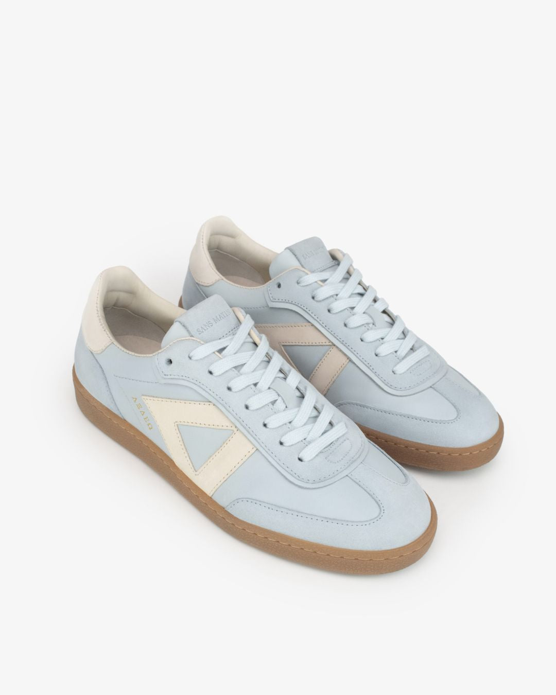 Hera Low Top Trainers - Sky Blue Leather & Taupe Nubuck Leather