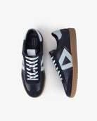 Hera Low Top Trainers - Navy Blue Leather, Suede & Sky Blue Nubuck Leather