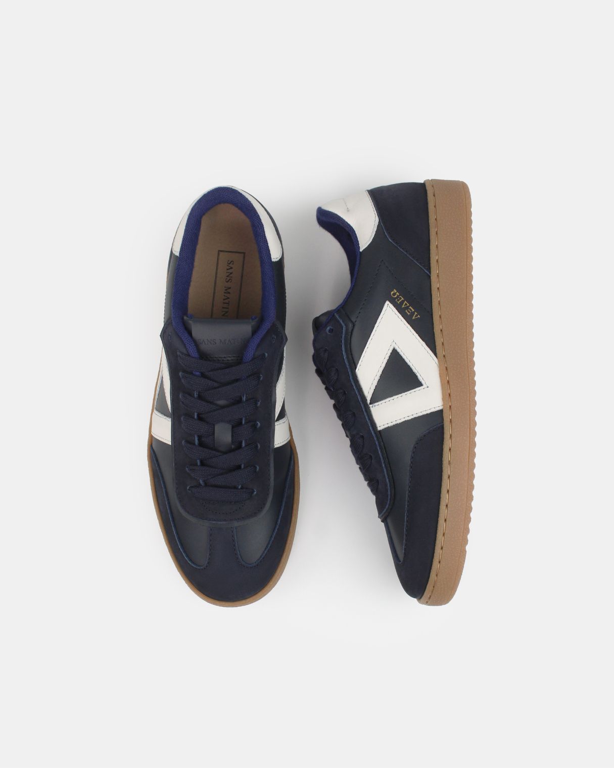 Hera Low Top Trainers - Midnight Blue Nubuck & Stone Leather
