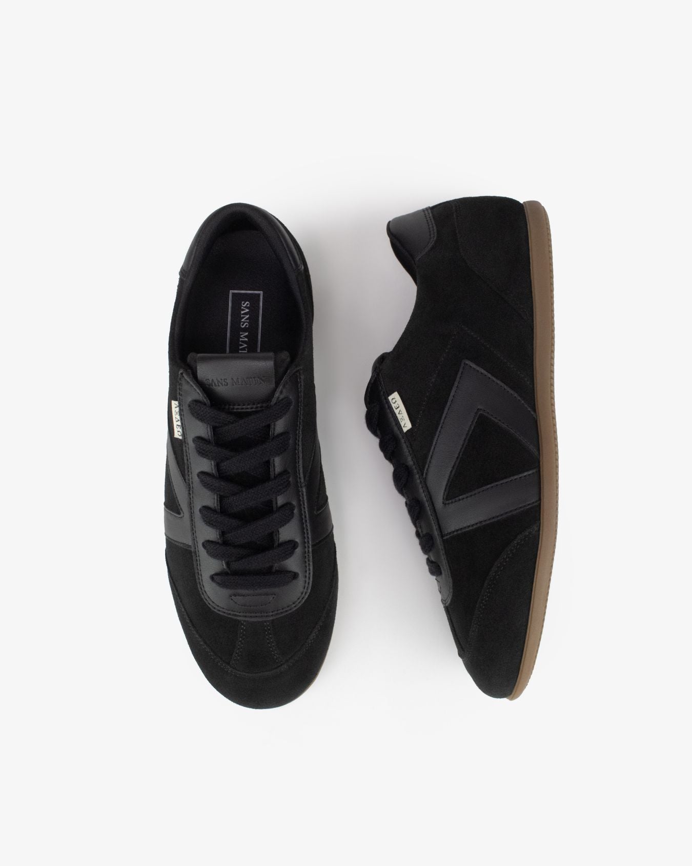 Iris Low Top Trainers - Black Suede & Leather