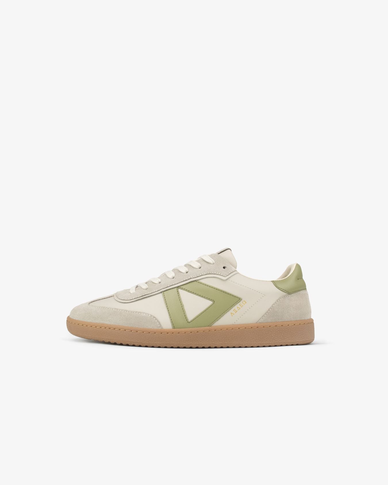 Hera Low Top Trainers - Sand Leather, Suede & Olive Green Leather