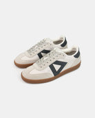 Hera Low Top Trainers - Stone Leather & Denim Blue Nubuck Leather