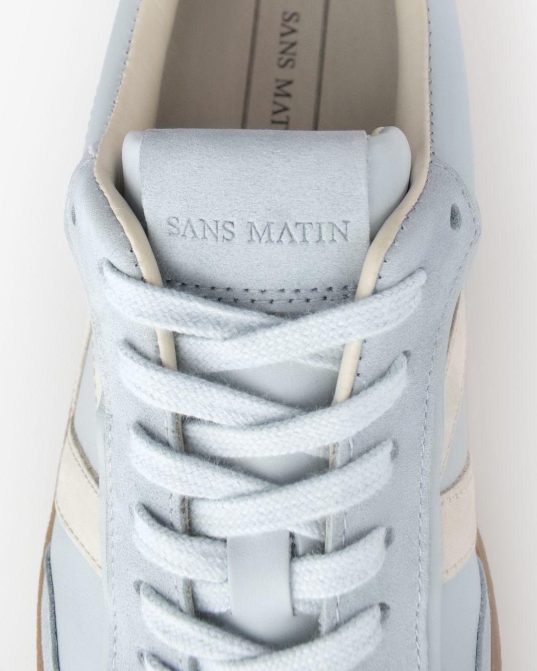 Hera Low Top Trainers - Sky Blue Leather & Taupe Nubuck Leather