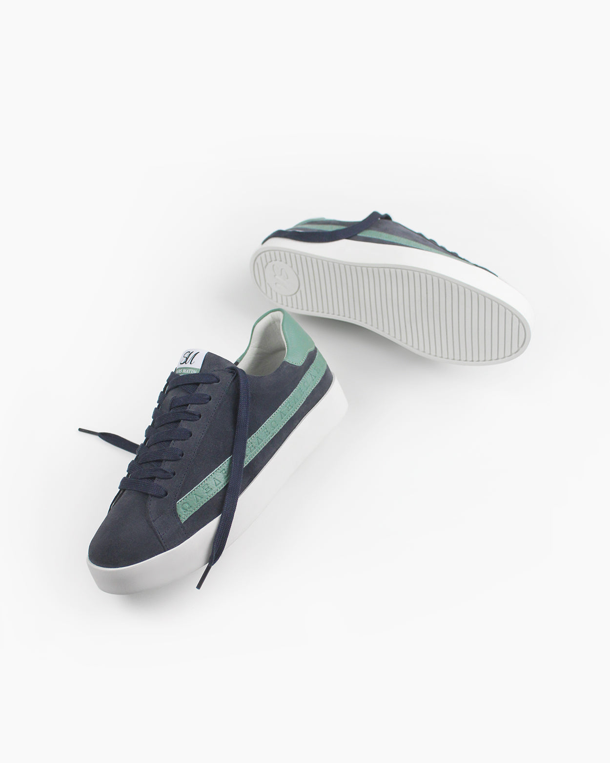 Olympus - Indigo-Denim Blue Suede & Sea Green Leather