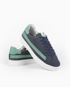 Olympus - Indigo-Denim Blue Suede & Sea Green Leather