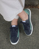 Olympus - Indigo-Denim Blue Suede & Sea Green Leather
