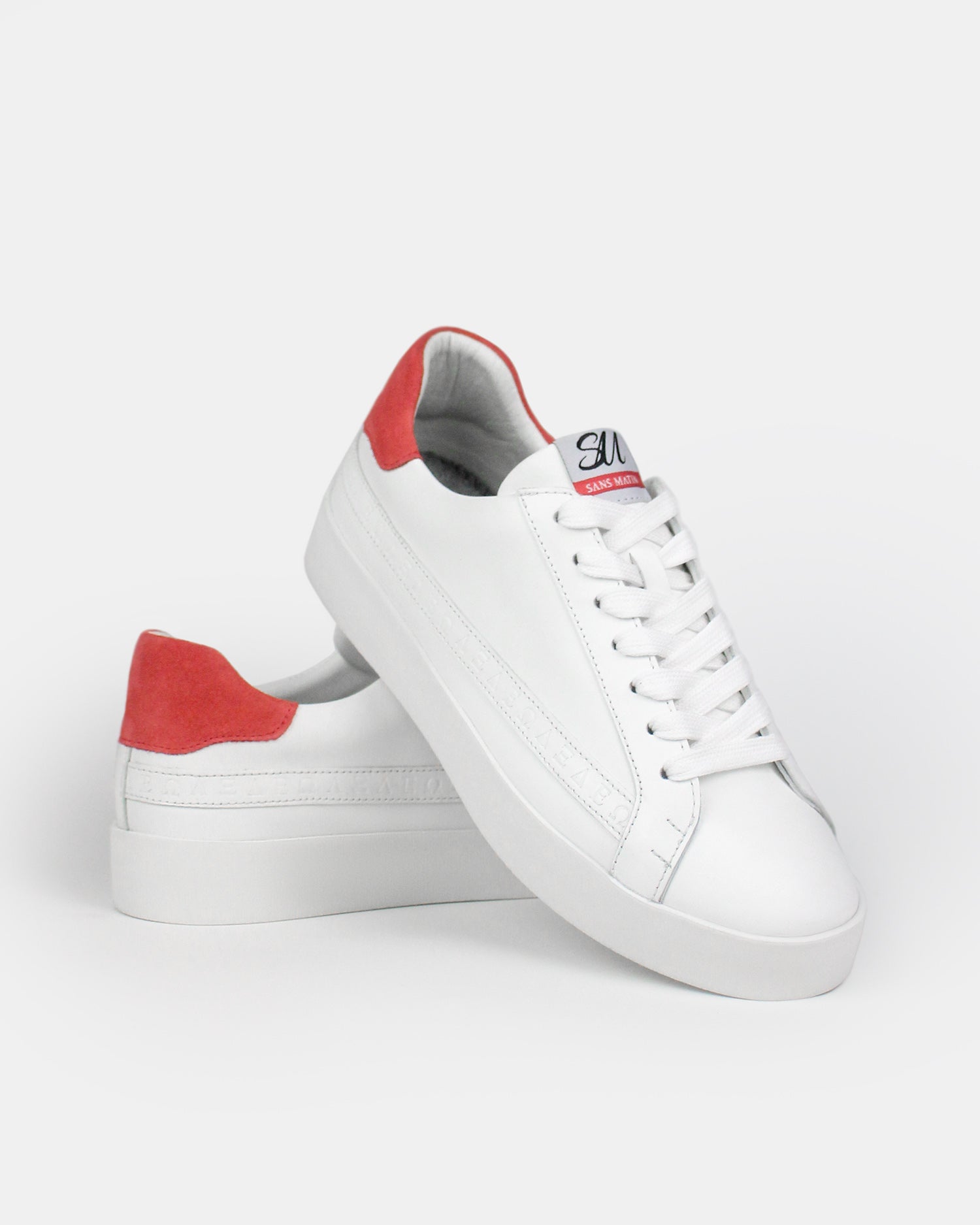 Olympus - White Leather & Coral Suede