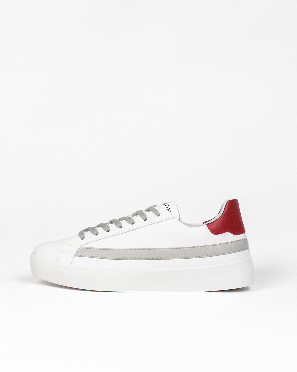 Olympus Low Top Trainers White Red & Grey Leather