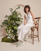 Gaia - Sage Green Canvas & Stone Leather