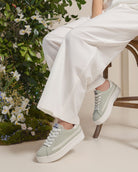 Gaia - Sage Green Canvas & Stone Leather