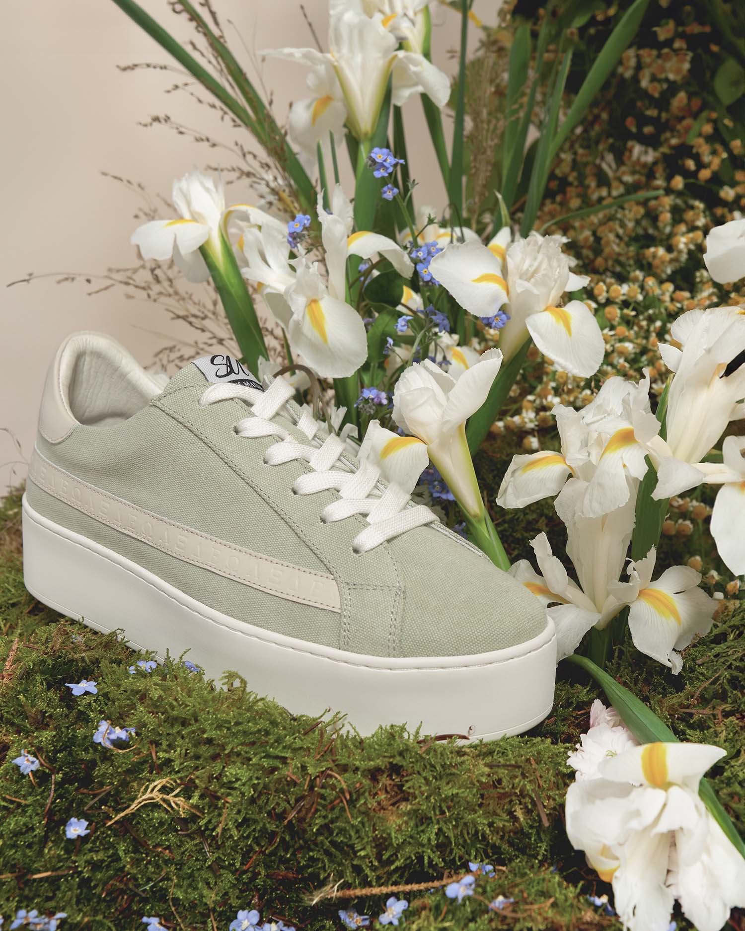 Gaia - Sage Green Canvas & Stone Leather