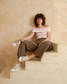 Helios - Mushroom Canvas & Pale Pink Leather