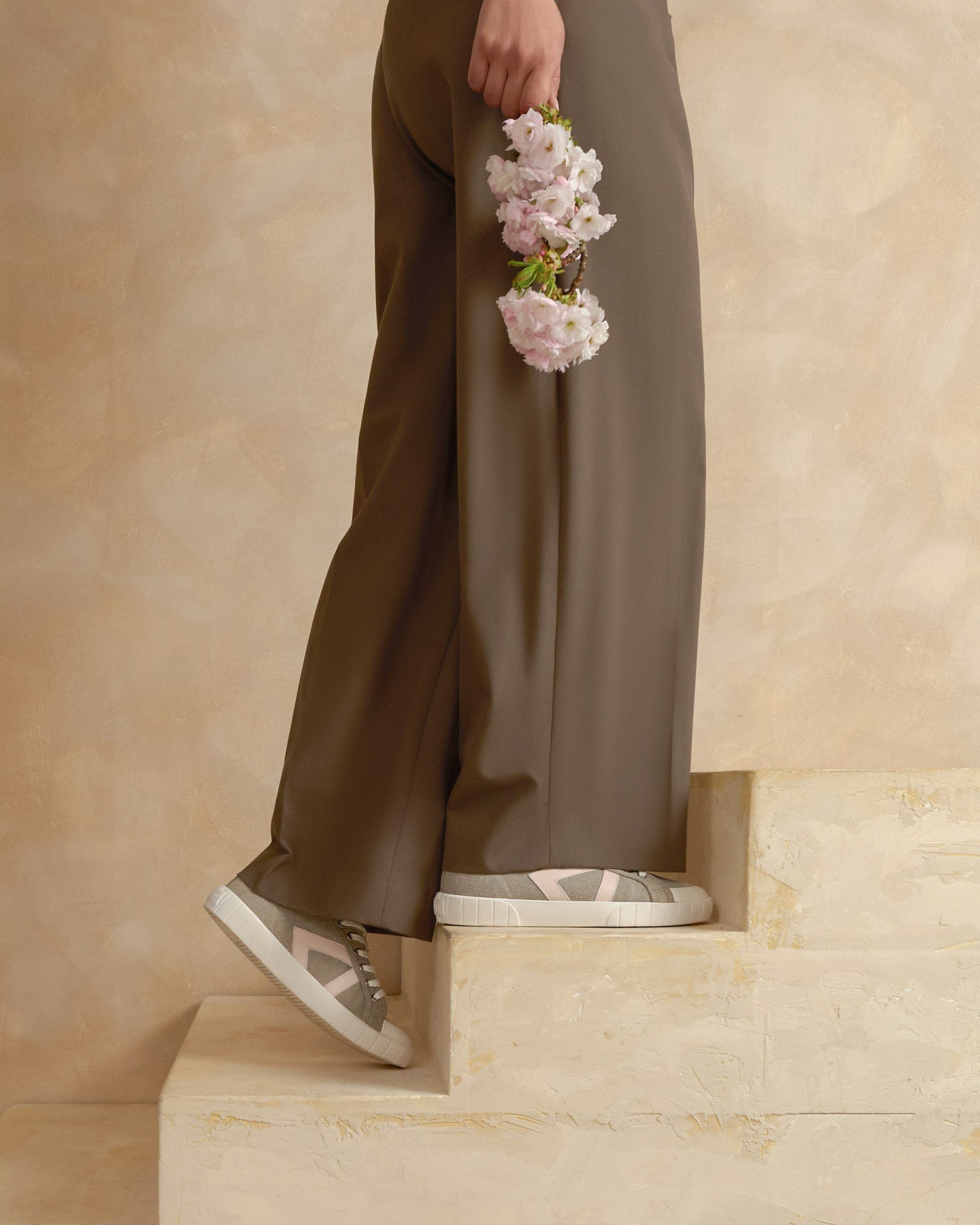 Helios - Mushroom Canvas & Pale Pink Leather