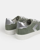 AW25 Limited Edition Helios Low Top Trainers - Khaki Green Canvas & Silver Leather