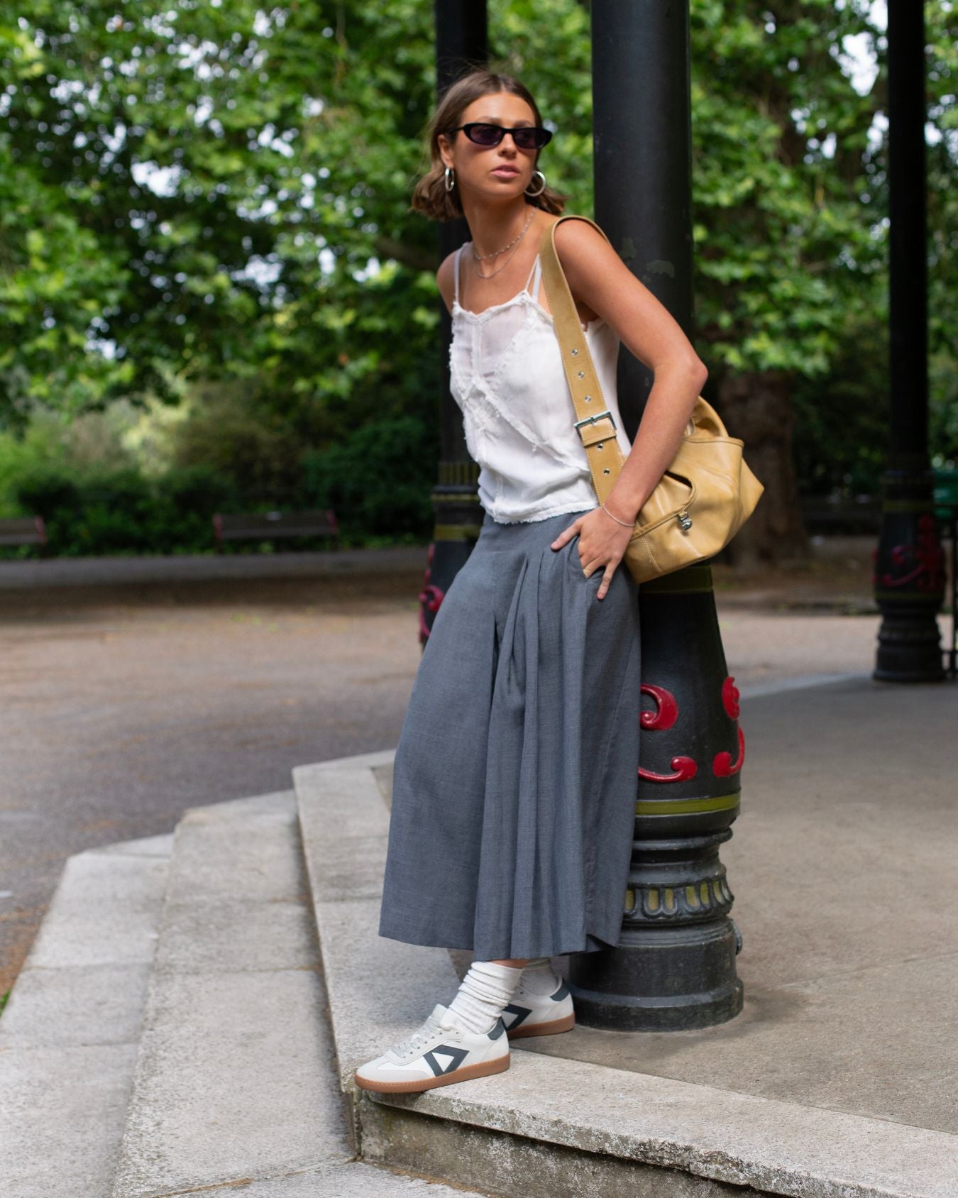 Hera Low Top Trainers - Stone Leather & Denim Blue Nubuck Leather