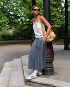 Hera Low Top Trainers - Stone Leather & Denim Blue Nubuck Leather