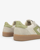 Hera Low Top Trainers - Sand Leather, Suede & Olive Green Leather
