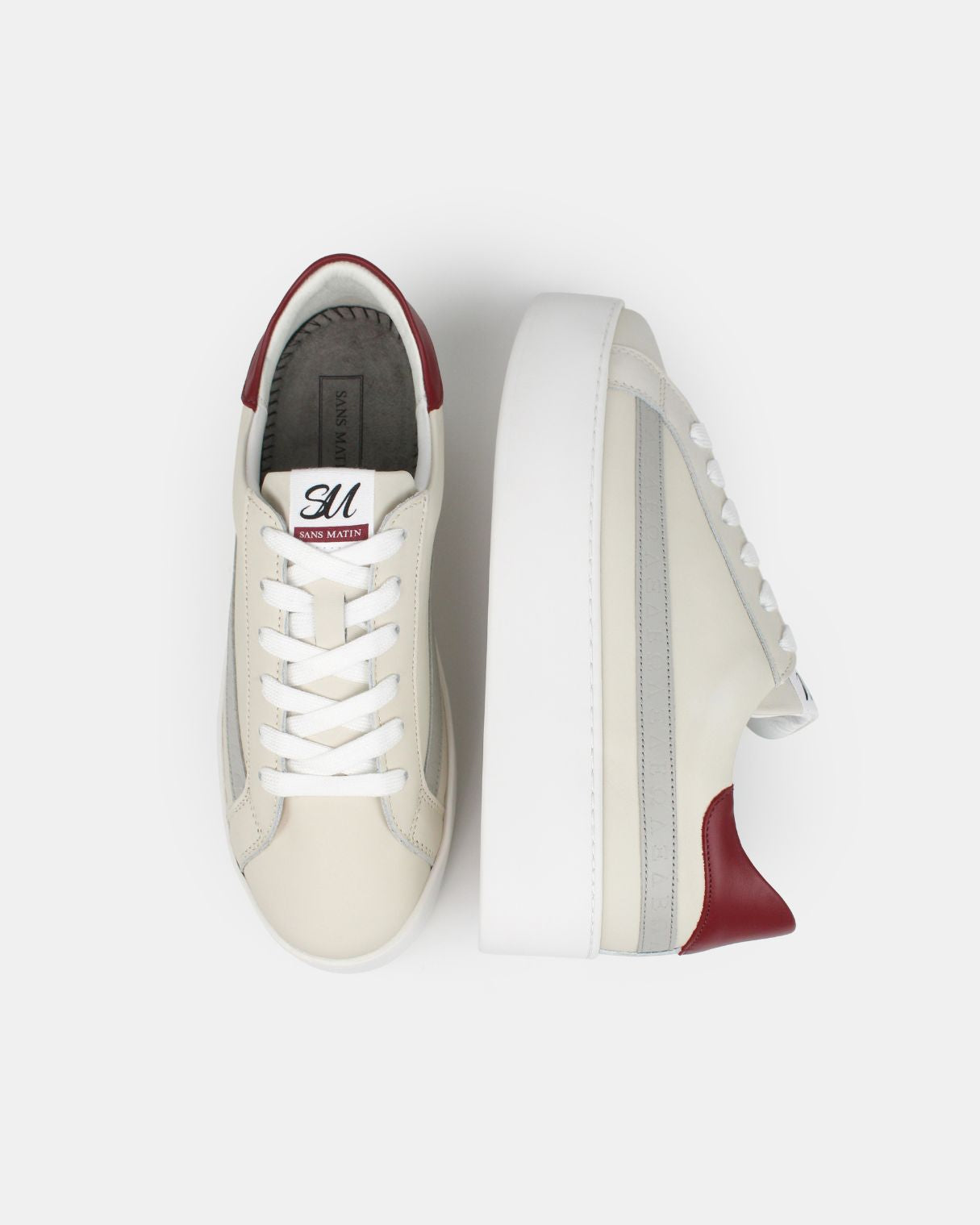 AW25 Limited Edition Gaia Platform Trainers - Stone, Red & Grey Leather