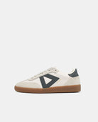Hera Low Top Trainers - Stone Leather & Denim Blue Nubuck Leather