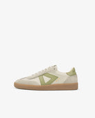 Hera Low Top Trainers - Sand Leather, Suede & Olive Green Leather