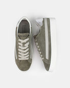 AW25 Limited Edition Olympus Low Top Trainers - Olive Green Suede & Silver Leather