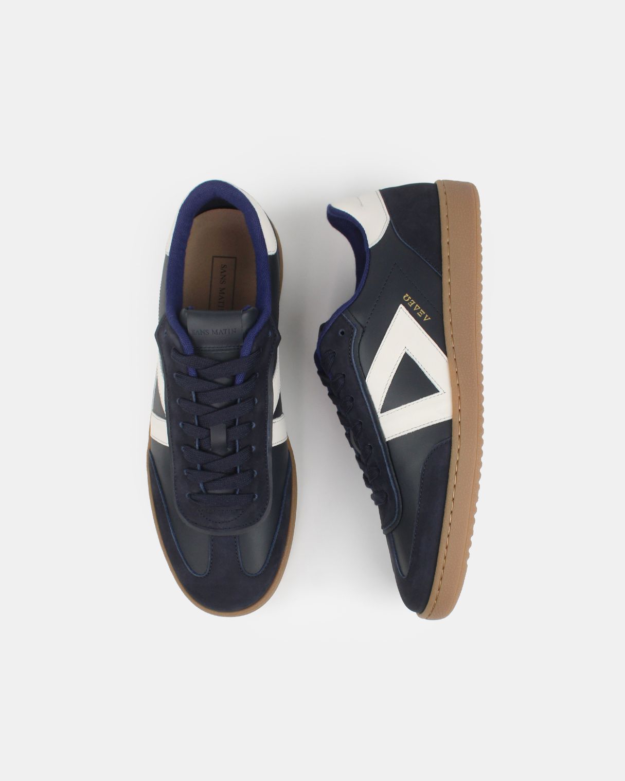 Hera Low Top Trainers - Midnight Blue Nubuck & Stone Leather