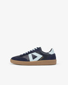 Hera Low Top Trainers - Navy Blue Leather, Suede & Sky Blue Nubuck Leather