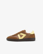 Hera Low Top Trainers - Tan Brown Leather, Suede & Butter Yellow Leather