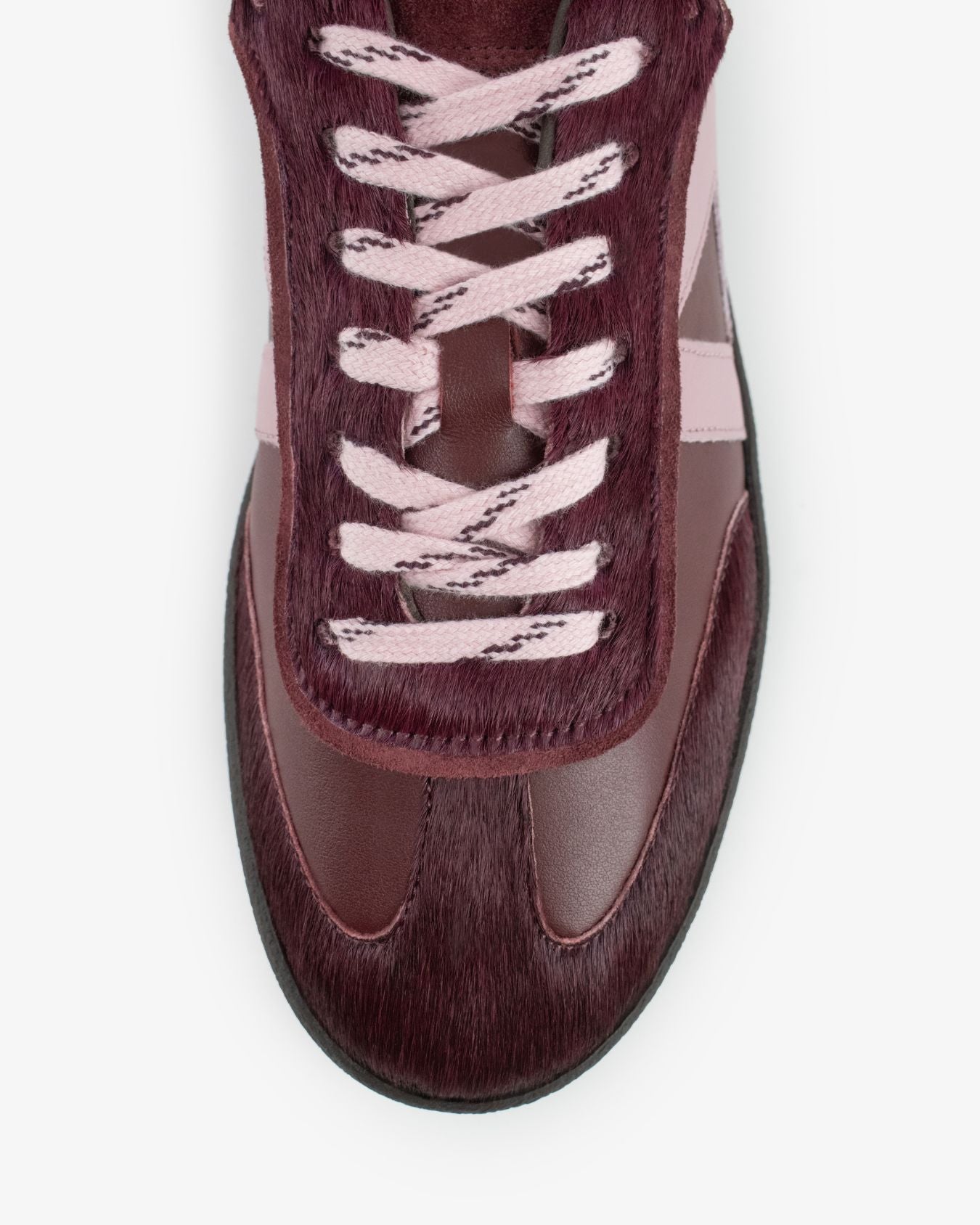 Hera Low Top Trainers - Cherry Leather, Calf Hair & Blush Pink Leather