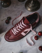 Hera Low Top Trainers - Cherry Leather, Calf Hair & Blush Pink Leather