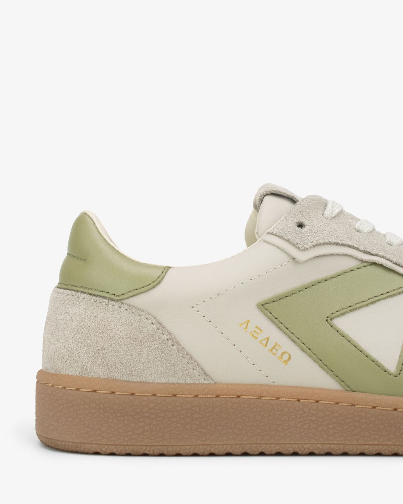 Hera Low Top Trainers - Sand Leather, Suede & Olive Green Leather