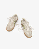 Hera Low Top Trainers - Sand Leather, Suede & Olive Green Leather