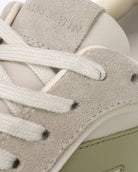 Hera Low Top Trainers - Sand Leather, Suede & Olive Green Leather