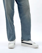 Olympus Low Top Trainers - White Leather & Black Nubuck Leather