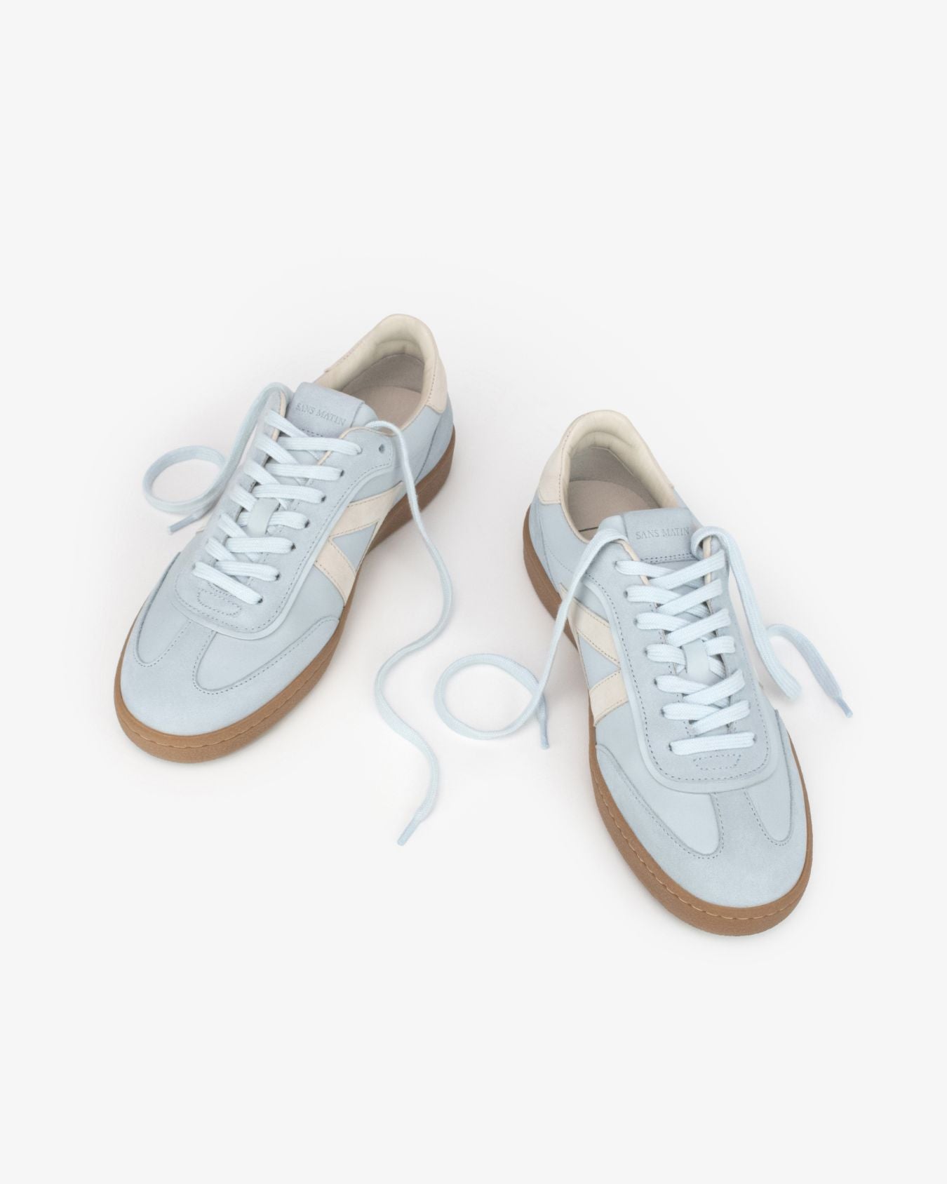 Hera Low Top Trainers - Sky Blue Leather & Taupe Nubuck Leather